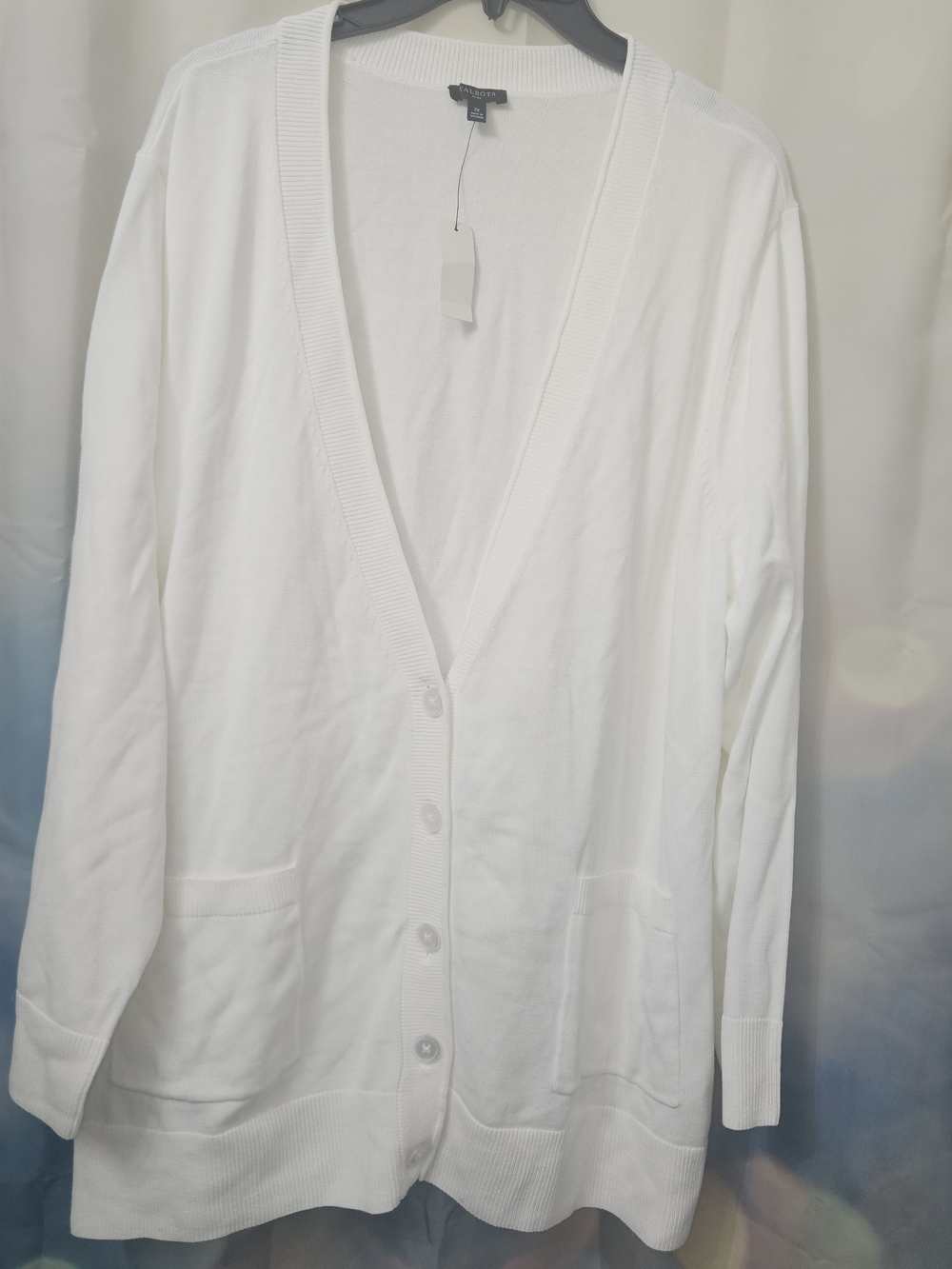 Talbots Plus Cream Knit Cardigan